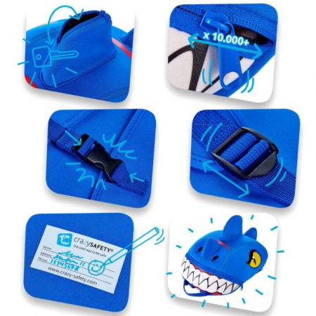 Rucsac pentru copii, model 3D cu Dragon, bretele ajustabile, Bleu [3]