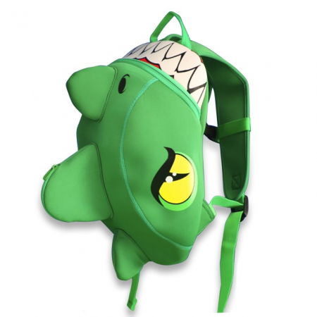 Echipament protectie bicicleta si ski - Rucsac pentru copii, model 3D cu Dragon, bretele ajustabile, Verde