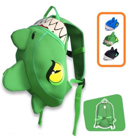 Rucsac pentru copii, model 3D cu Dragon, bretele ajustabile, Verde [3]