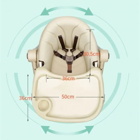 PRODUS RESIGILAT - Scaun de masa bebe, pliabil si ajustabil, Luxury, Crem [10]