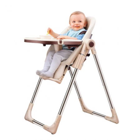 Scaune masa - Scaun de masa bebe, pliabil si ajustabil, Luxury, Crem