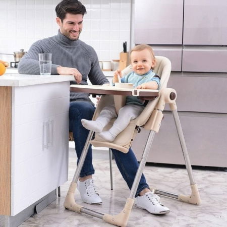 Scaun de masa bebe, pliabil si ajustabil, Luxury, Crem [2]