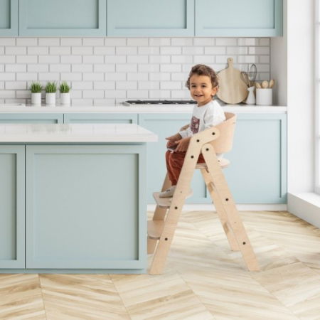 Scaun de masa pliabil din lemn MamaToyz, multifunctional si transformabil cu masuta, 6 luni - adolescent, Natur [8]