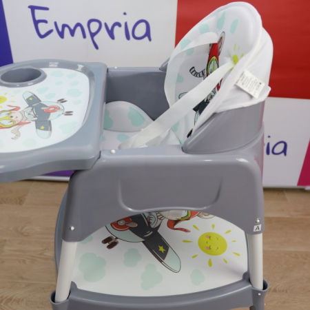 Produse resigilate pentru copii si bebelusi - PRODUS RESIGILAT - Scaun masa copii si bebelusi, Empria, 3 in 1, multifunctional, transformabil in scaunel si masuta, Aviator