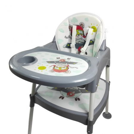 Scaune masa - Scaun masa copii si bebelusi, Empria, 3 in 1, multifunctional, transformabil in scaunel si masuta, Aviator