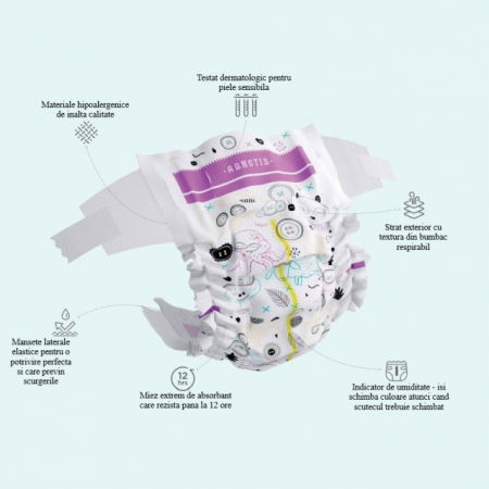 Scutece hipoalergenice Supreme Agnotis, marimea nr.1, 2-5 kg, 44 bucati [5]