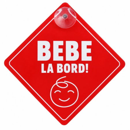 Semn bebe la bord, sticker cu ventuza, atentionare baby on board, siguranta auto, Empria, Rosu [4]