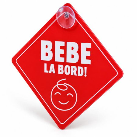 Protectii exterior - Semn bebe la bord, sticker cu ventuza, atentionare baby on board, siguranta auto, Empria, Rosu