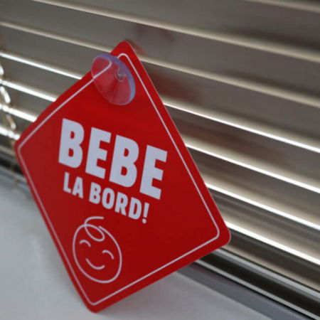 Semn bebe la bord, sticker cu ventuza, atentionare baby on board, siguranta auto, Empria, Rosu [6]
