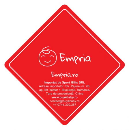 Semn bebe la bord, sticker cu ventuza, atentionare baby on board, siguranta auto, Empria, Rosu [4]