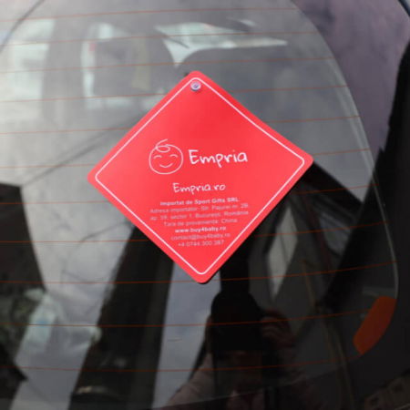 Semn bebe la bord, sticker cu ventuza, atentionare baby on board, siguranta auto, Empria, Rosu [5]