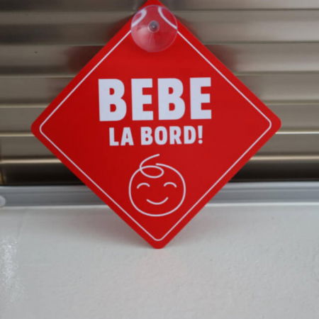 Semn bebe la bord, sticker cu ventuza, atentionare baby on board, siguranta auto, Empria, Rosu [3]