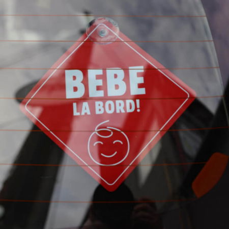 Semn bebe la bord, sticker cu ventuza, atentionare baby on board, siguranta auto, Empria, Rosu [2]