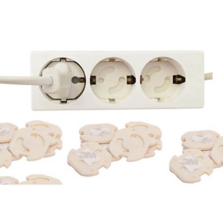Protectii utile - Set 15 bucati sigurante priza cu adeziv, Crem