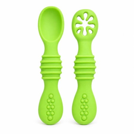 Diversificare bebelusi - Set 2 pre-lingurite diversificare bebelusi, Faza 1 + Faza 2, silicon alimentar, Empria, Verde