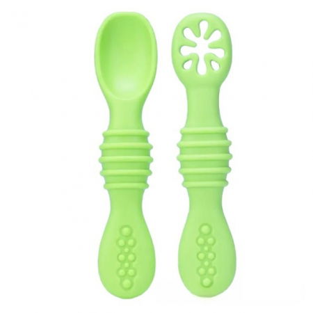 Diversificare bebelusi - Set 2 pre-lingurite diversificare bebelusi, Faza 1 + Faza 2, silicon alimentar, Empria, Verde