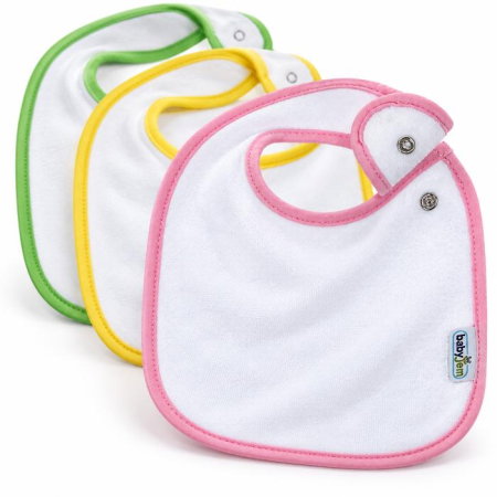 Diversificare bebelusi - Set 3 bavete cu capse din bumbac, Diverse culori