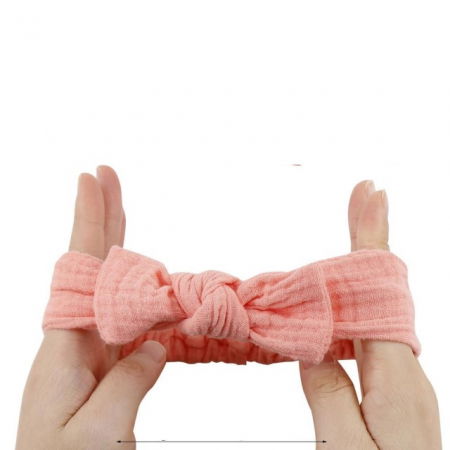 Set 3 bentite elastice pentru fetite, cu fundita, bebe 3-36 luni, Roz pastel [7]