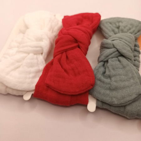 Set 3 bentite elastice pentru fetite, cu fundita, bebe 3-36 luni, Diverse culori [2]