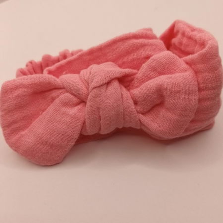 Set 3 bentite elastice pentru fetite, cu fundita, bebe 3-36 luni, Roz pastel [2]