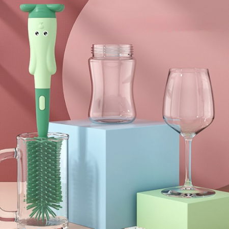 Set 3 perii din silicon pentru biberoane, tetine, suzete, paie, bebelusi, din silicon, fara BPA, Empria, Verde [9]