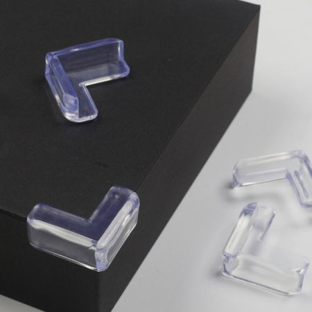 Protectie colturi mobila copii - Set 4 protectii colturi, forma L, silicon transparent, 1.5x0.5x4.0 cm