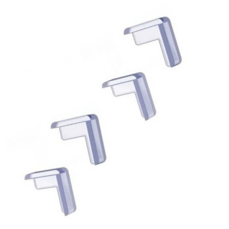 Protectie colturi mobila copii - Set 4 protectii colturi, forma L, silicon transparent, 1.5x0.5x4.0 cm