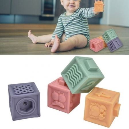 Set 4 cuburi de construit pentru copii, jucarie educationala colorata, Empria, cifre si forme [6]