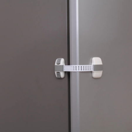 Protectie mobila pentru copii si bebelusi - Set 4 protectii flexibile si ajustabile pentru dulapuri, 20 x 5.5 cm, Gri