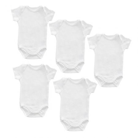 Set 5 body-uri din bumbac albe cu maneca scurta Drool, 0-3 luni [7]