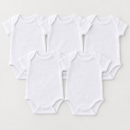 Set 5 body-uri din bumbac albe cu maneca scurta Drool, 0-3 luni [3]