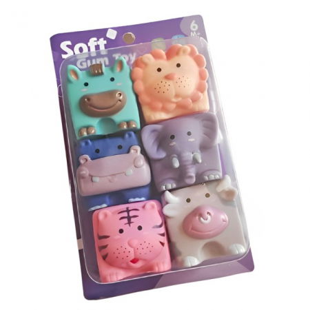 Set 6 cuburi de construit din silicon, jucarie educationala colorata, Empria, animale [11]