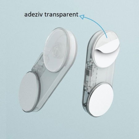 Set 6 sigurante fixe pentru usi si sertare dulap, transparent, 9.6x4x1.5 cm [4]
