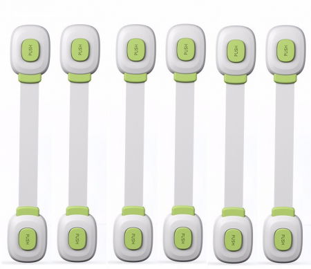 Protectie mobila pentru copii si bebelusi - Set 6 sigurante flexibile cu incuietoare dubla pentru usi si sertare, Diverse culori