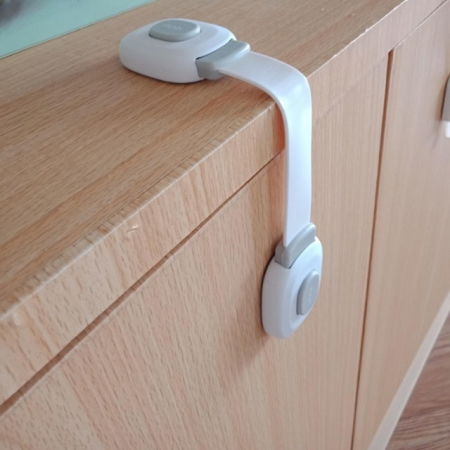 Set 6 sigurante flexibile cu incuietoare dubla pentru usi si sertare, Gri [2]