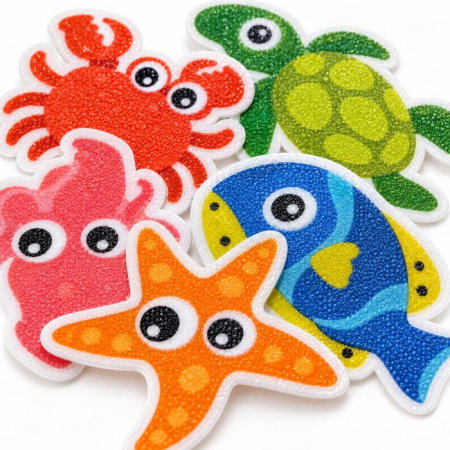 Set 9 autocolante antialunecare pentru cada, stickere lumea marina, PEVA [5]