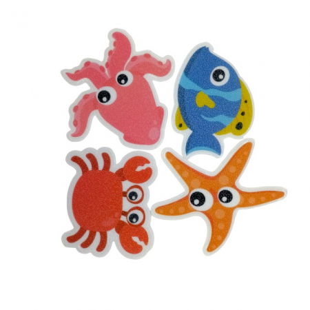 Baia bebelusului - Set 9 autocolante antialunecare pentru cada, stickere lumea marina, PEVA