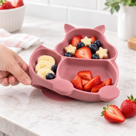 Set complet din silicon fara alergeni pentru diversificare bebe, Empria, Veverita, Diverse culori [5]