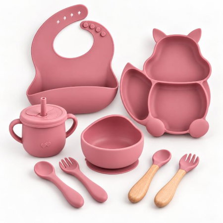Idei de cadouri pentru bebelusi si copii - Set complet din silicon fara alergeni pentru diversificare bebe, Empria, Veverita, Diverse culori