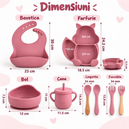 Set complet din silicon fara alergeni pentru diversificare bebe, Empria, Veverita, Diverse culori [4]