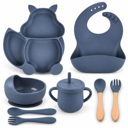 Set complet din silicon fara alergeni pentru diversificare bebe, Empria, Veverita, Diverse culori [9]