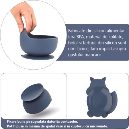 Set complet din silicon fara alergeni pentru diversificare bebe, Empria, Veverita, Diverse culori [3]