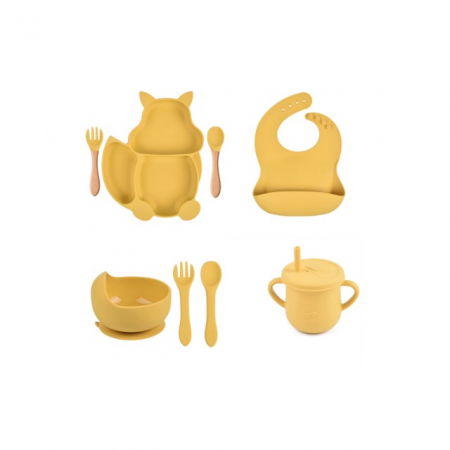 Set complet din silicon fara alergeni pentru diversificare bebe, Empria, Veverita, Diverse culori [5]