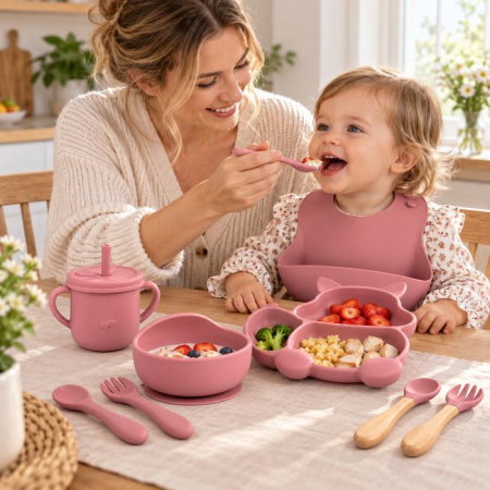 Set complet din silicon fara alergeni pentru diversificare bebe, Empria, Veverita, Diverse culori [2]