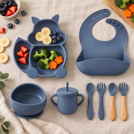 Set complet din silicon fara alergeni pentru diversificare bebe, Empria, Veverita, Diverse culori [3]