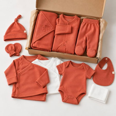 Set de 10 piese pentru nou nascut - 100% bumbac organic - Scortisoara, BabyCosy [3]