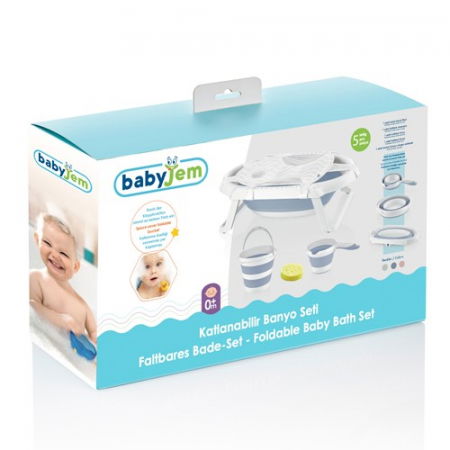 Set de baie cu 5 piese si cadita pliabila Babyjem, Roz [3]