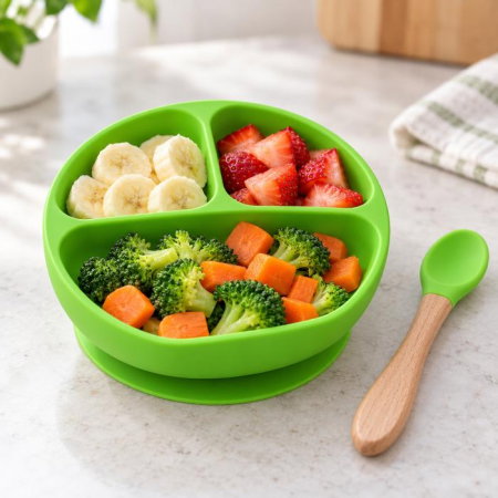 Set diversificare bebelusi, 4 piese, silicon BPA free, Empria, Verde [3]