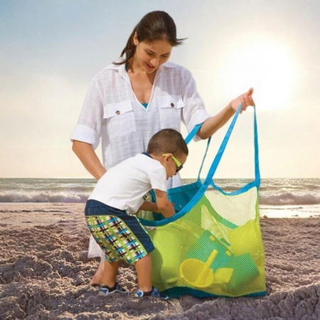 Accesorii plaja - Set doua genti de plaja, din plasa, pentru parinte si copil