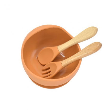Set hranire bebelusi, 6 piese, diversificare, silicon fara BPA, Empria, Portocaliu [4]